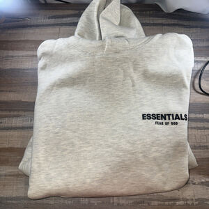 Essential Hoodie Light Oatmeal Size Medium **BRAND NEW FAST SHIPPING**